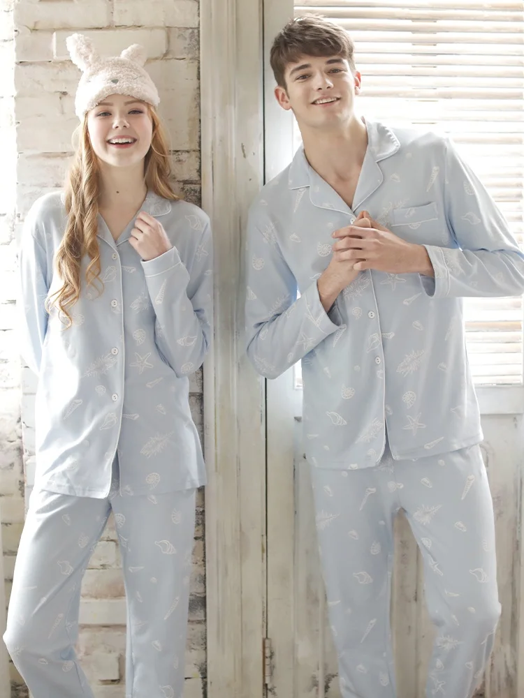 Женские пижамы на весну и осень простые мужские Ocean Sle с длинными рукавами которые