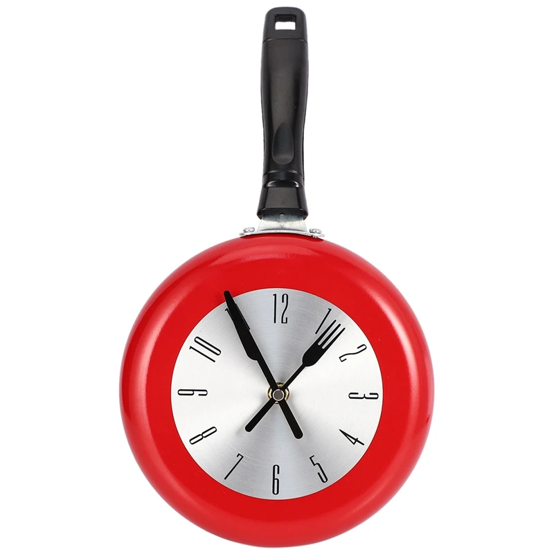 

Wall Clock Metal Frying Pan Design 8 Inch Clocks Kitchen Decoration Novelty Art Watch