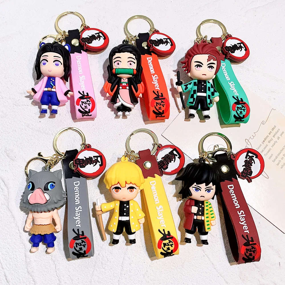 

6 Style Anime Demon Slayer KeyChain Couples Friend Gift Pendant Couple Bag Charm Creative KeyChains Personality Car Cute Keyring
