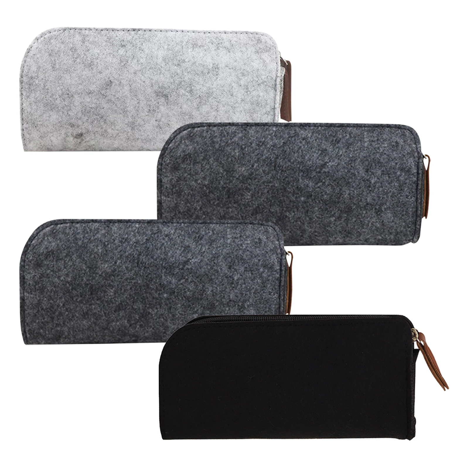 

Pack Of 4 Convenient With Zipper Lightweight Felt Pencil Cases Travel Storage Multifunctional Stationery Washable Pens Practical