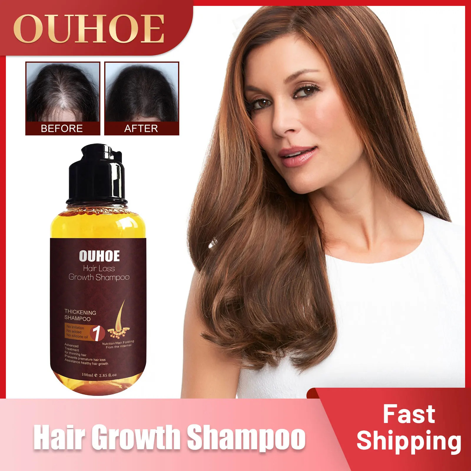 

Hair Growth Shampoo Moisturize Effective Thicker Fuller Repair Damaged Anti Hair Loss Essence Sparsity Treatments Product 100ml