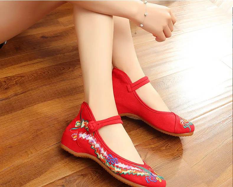 

Новинка 2023, повседневная обувь, тканевые туфли с вышивкой, свадебные туфли, Национальный стиль, квадратная флисовая обувь для танцев