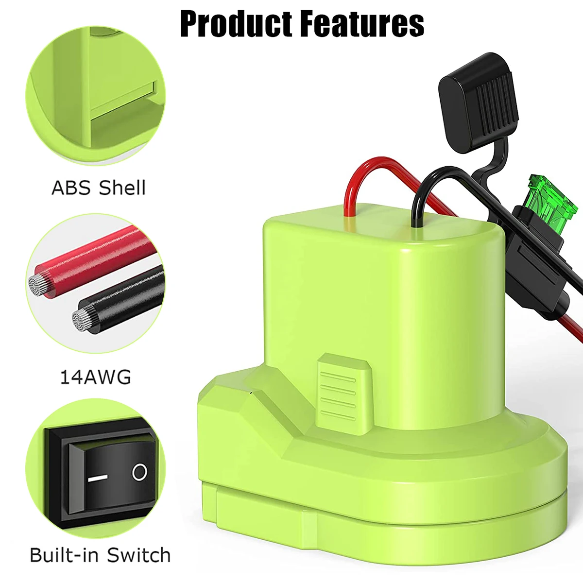 

NewBattery Adapter Portable Insulated Battery Connector with 30Amp Fuse Compatible With Ryobi P100 P102 P103 P104 P105 P107 P108