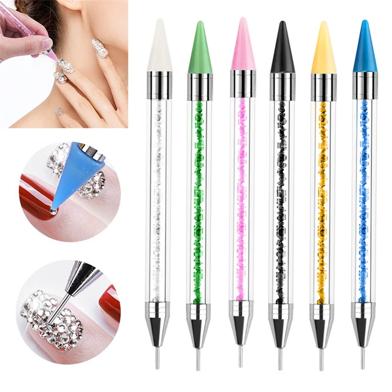 

Dual Heads Acrylic Nail Rhinestones Pen Nail Drill Pen Nail Art Pen Crystal Nail Art Point Drill Double-headed Manicure Tool