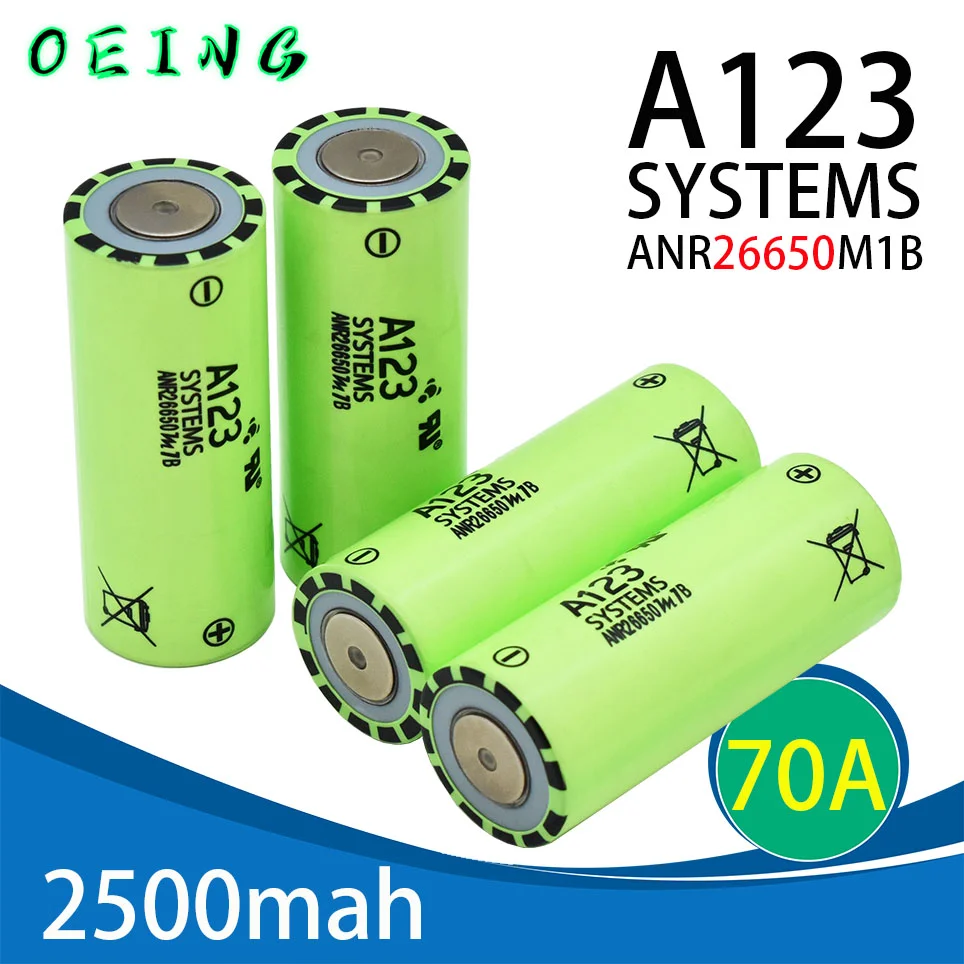 

2023% NEWEST A123 26650 rechargeable battery M1B 26650 2400mah - 2500mah 70a 3.7v Li-ion high discharge Battery