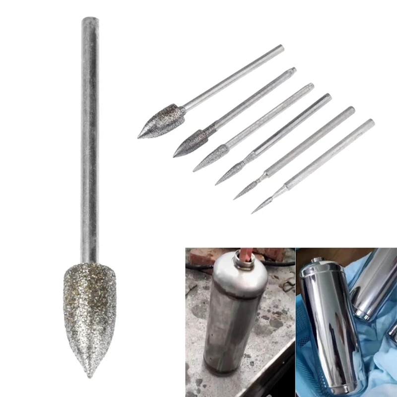 

Emery Grinding Needle 0.09'' Handle Round/pointed Grinding Rods 6pcs/set Diamond