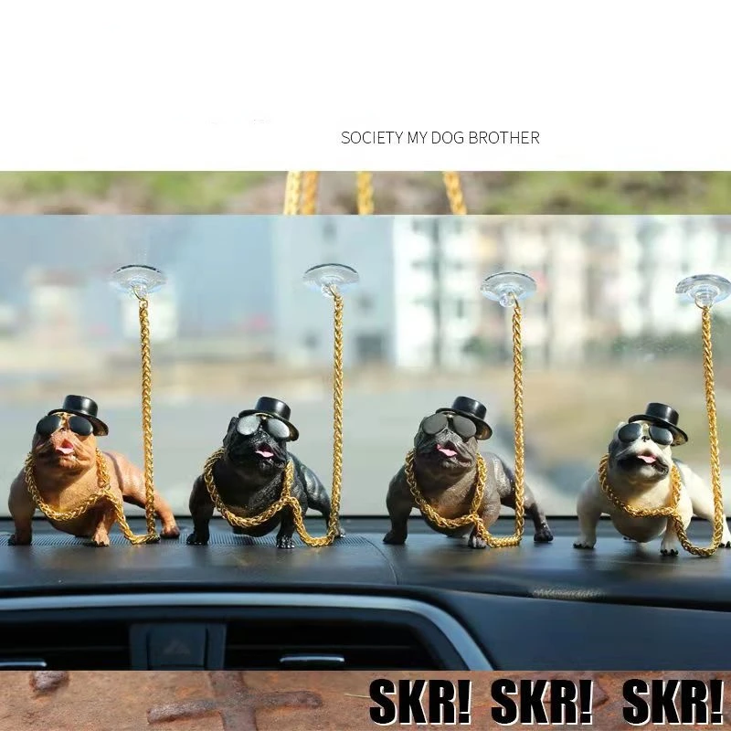 

Car Bully Pitbull Dog Interior Decoration Resin Dashboard Ornament Fashion Funny hat dog Home Decoration Auto Accessories