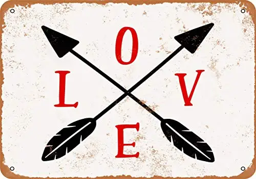 

Metal Sign - Crossed Arrows Love - Vintage Look Wall Decor for Cafe Bar Pub Home Beer Decoration Crafts