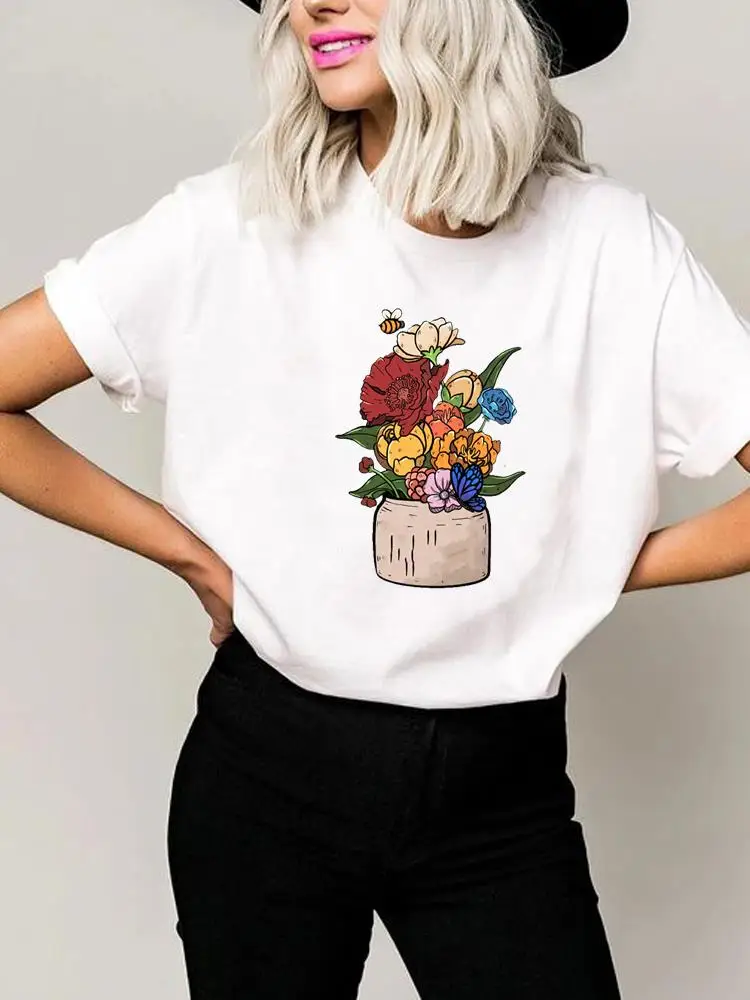 

Sweet Flower Love Cute 90s Tee Women Clothes Basic Clothing Print T Shirt Short Sleeve Summer Top Fashion Graphic T-shirt