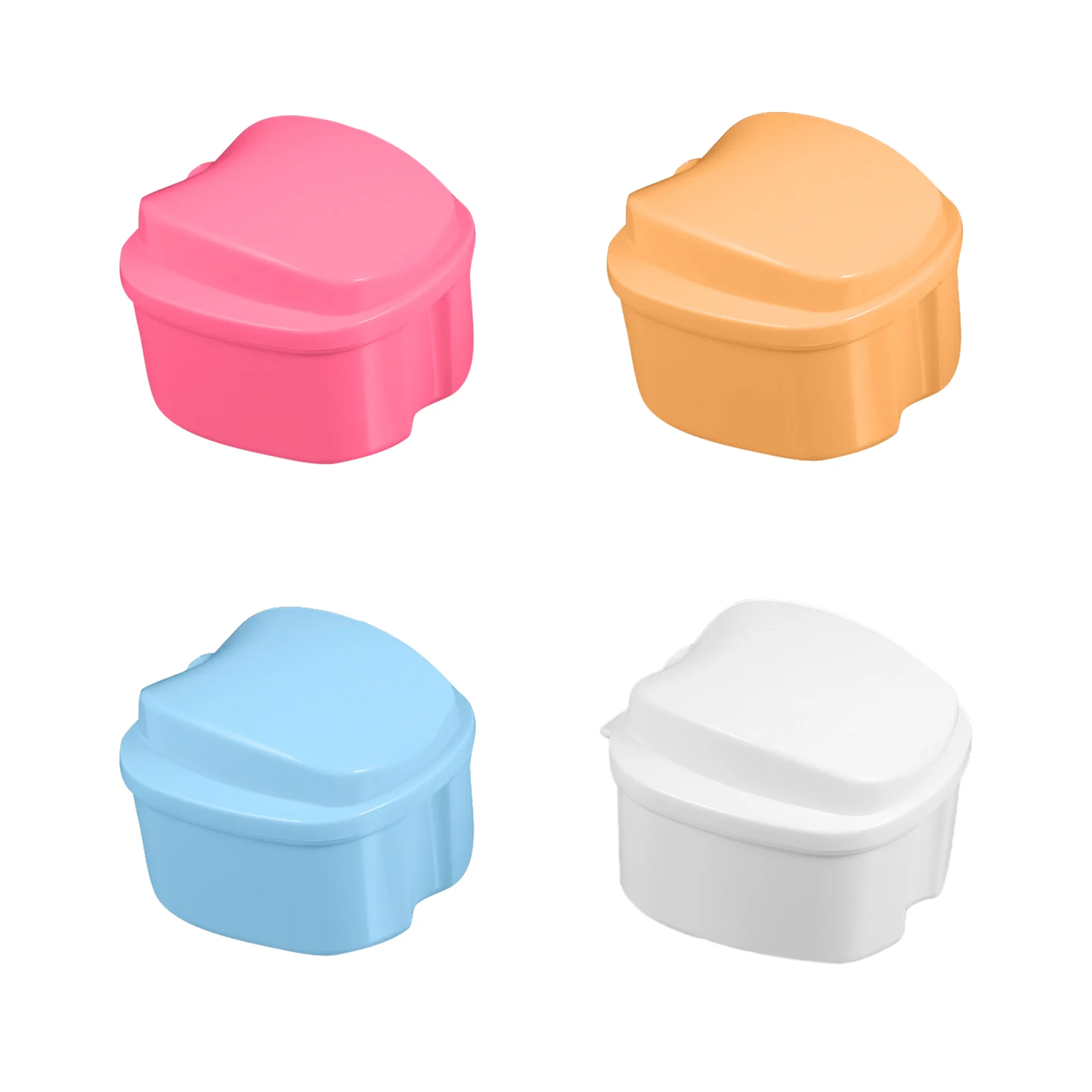 

4 Pcs Containers Lids Denture Storage Box Bin Organizer Cleaning Case Stationary Retainer Cover Plastic