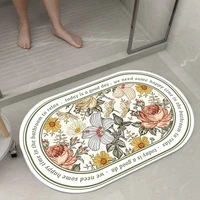 eco friendly floor bath mats flower printed diatom mud floor mats upholstered bathroom toilet absorbent carpet home decoration