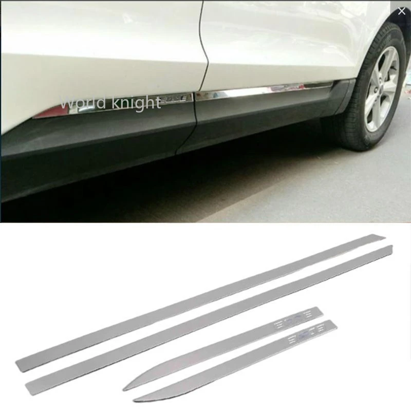 

CarMango Car Accessory Stainless Door Gate Side Chrome Pad Cover Trim Sticker Frame Exterior Decoration for Ford Edge 2015-2019