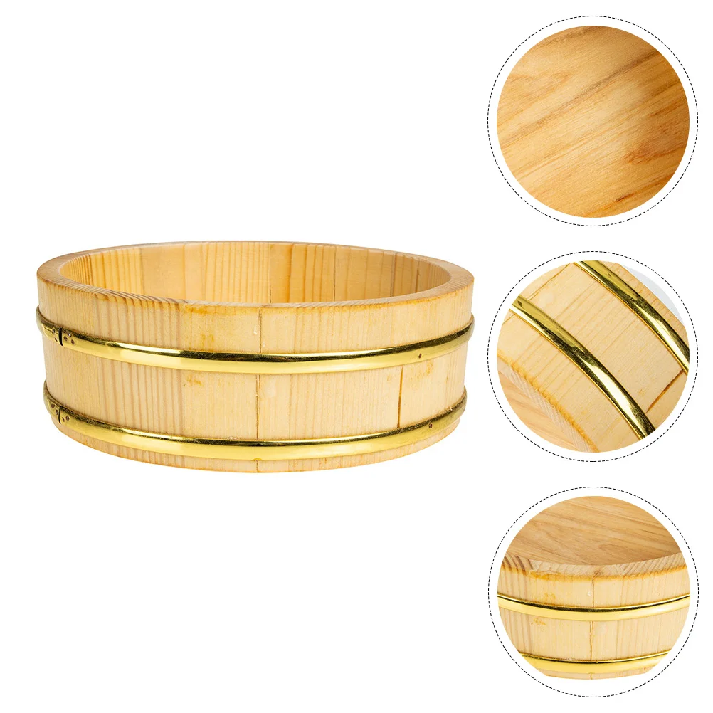 

Sushi Bucket Wooden Serving Trays Convenient Rice Mixing Container Cuisine Storage Bowl Round Restaurant Food Hanging