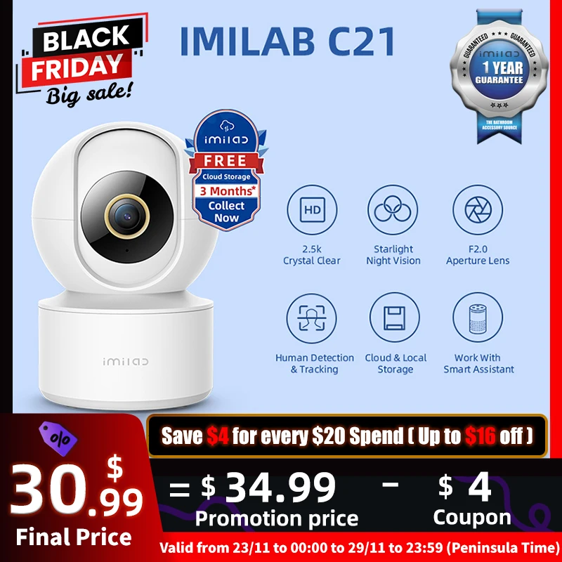 

Imilab C21 Home Security Camera 4MP IP Wifi Indoor Video Surveillance CCTV Cam 360° Motion Tracking Infrared Night Vision Webcam