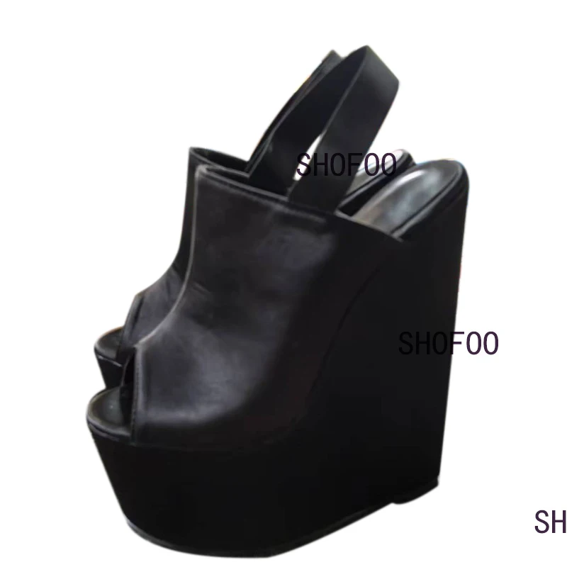 SHOFOO обувь Модные женские босоножки на высоком каблуке. Босоножки танкетке