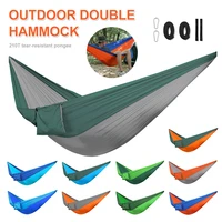camping parachute hammock double person solid color hammock with hanging rope for backpacking camping hiking travel beach garden