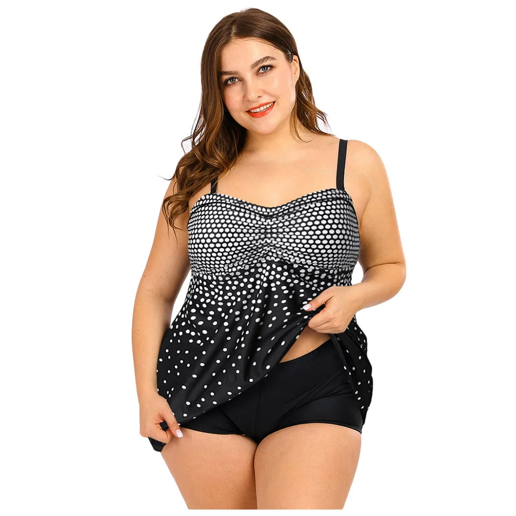 

Set Ethnic Print Swimsuit Sexy Piece Women Two Dot Tankini Size Style Plus Swimwears Tankinis Set Swimwears tankinis Beachwear