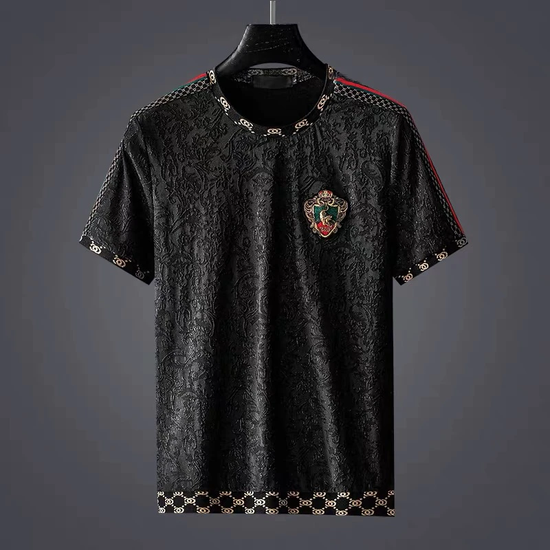Роскошная жаккардовая футболка в европейском стиле с коротким рукавом Мужская