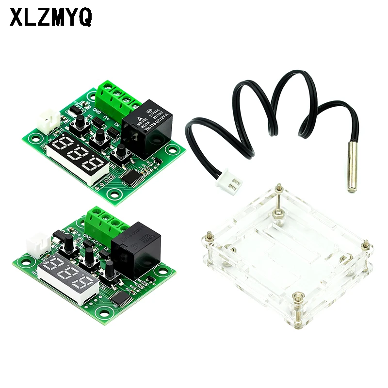 

10 шт., W1209, 12 В постоянного тока, красный/синий, стандартный термостат, контроль температуры, Стандартная плата контроля температуры