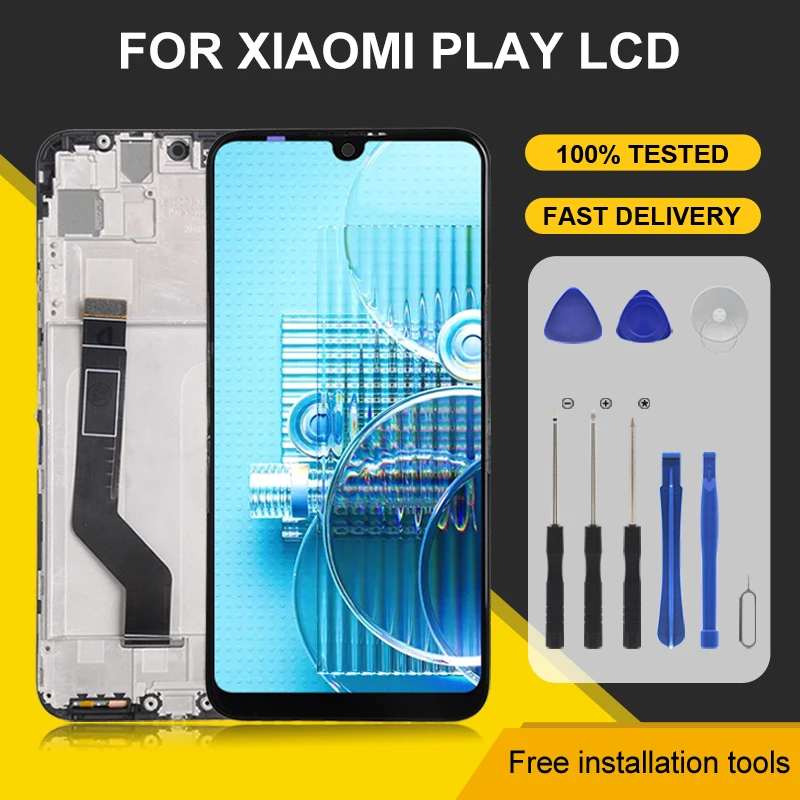 1 шт., 5,84 дюймовый дисплей MI Play для Xiaomi Play, ЖК-дисплей с сенсорной панелью, дигитайзер M1901F9E в сборе, бесплатная доставка с инструментами