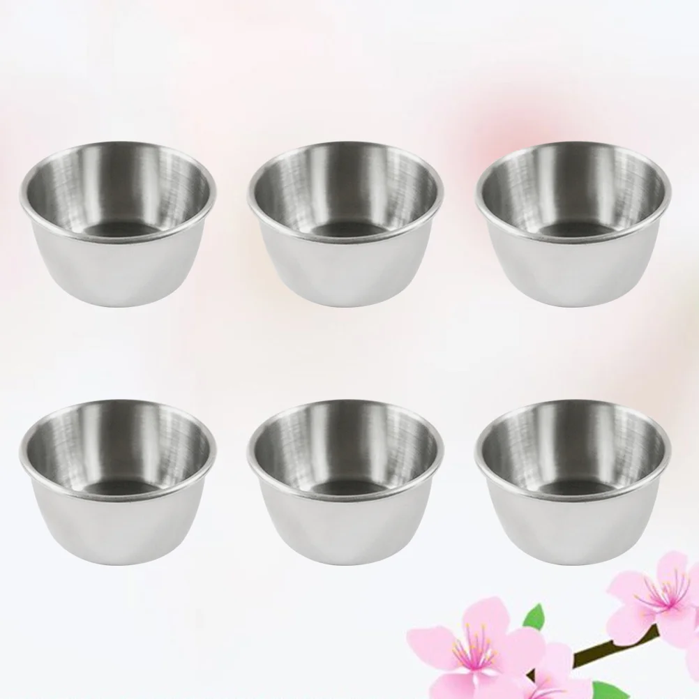 

6PCS Stainless Steel Sauce Cups Reusable Tomato Sauce Container Dipping Bowl for Restaurant Home