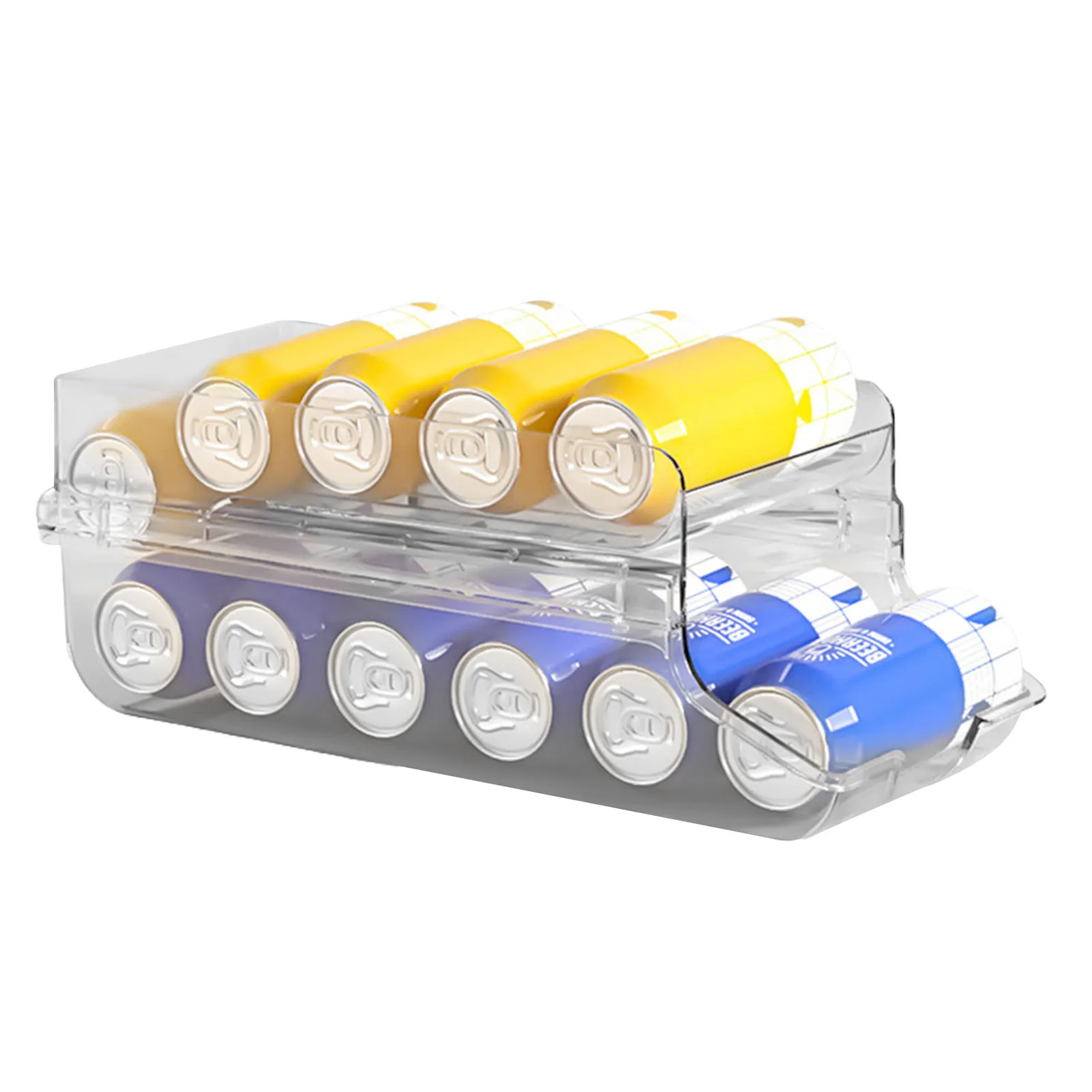 

Rolling Fridge Can Dispenser 2-Layer Fridge Storage Organiser Drink Storage Holder For Refrigerator Soda Can Organizer Rack For
