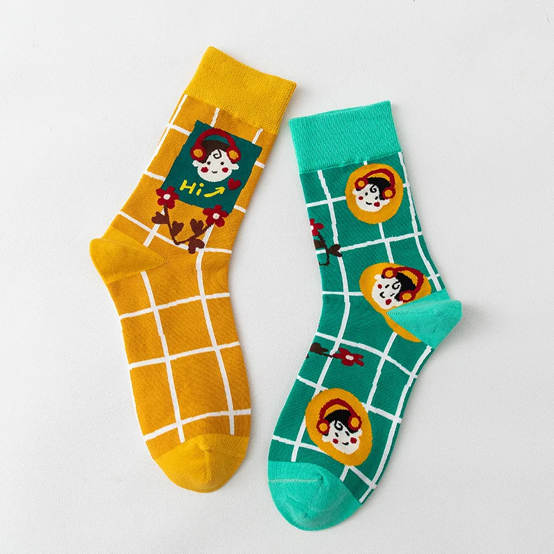 Autumn Ladies Stockings 10 Pairs Cartoon Funny Socks Ladies Women Socks Fall Socks Woman Cute Kawaii Painting
