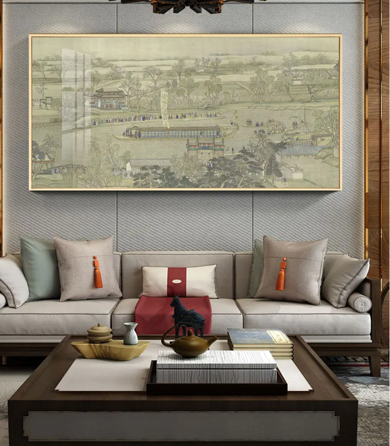 

Qianlong's Southern Tour The Qing Dynasty Masterpiece Reproduction Traditional Chinese Style Oil Painting Scenery Home Décor1