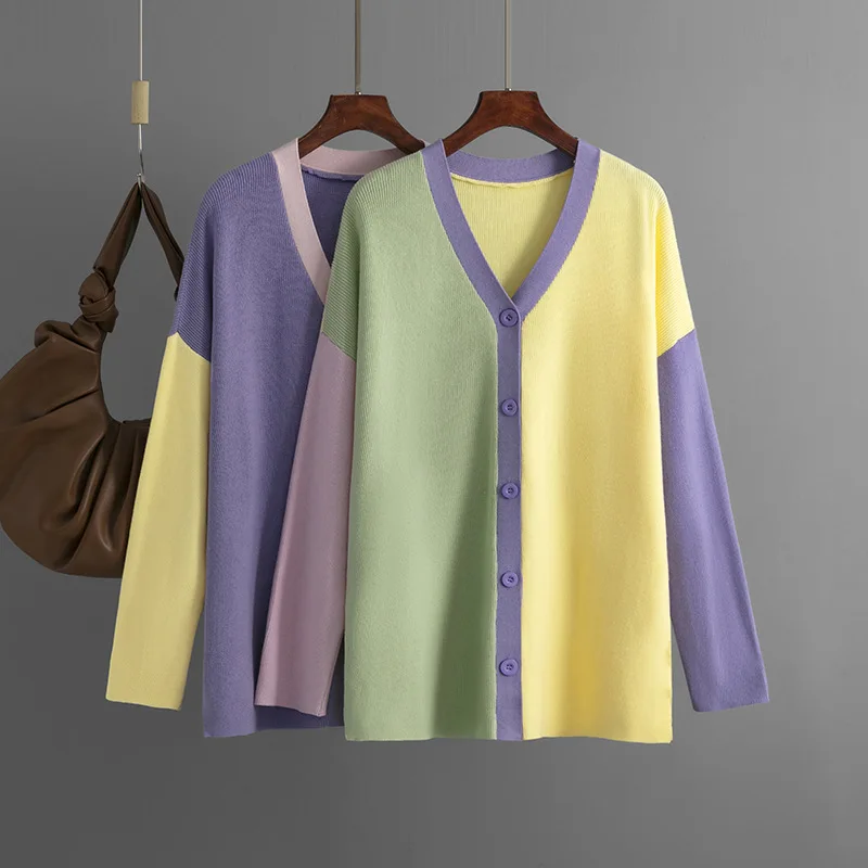 

Женский однобортный Кардиган оверсайз, вязаный кофта в европейском стиле, верхняя одежда для осени