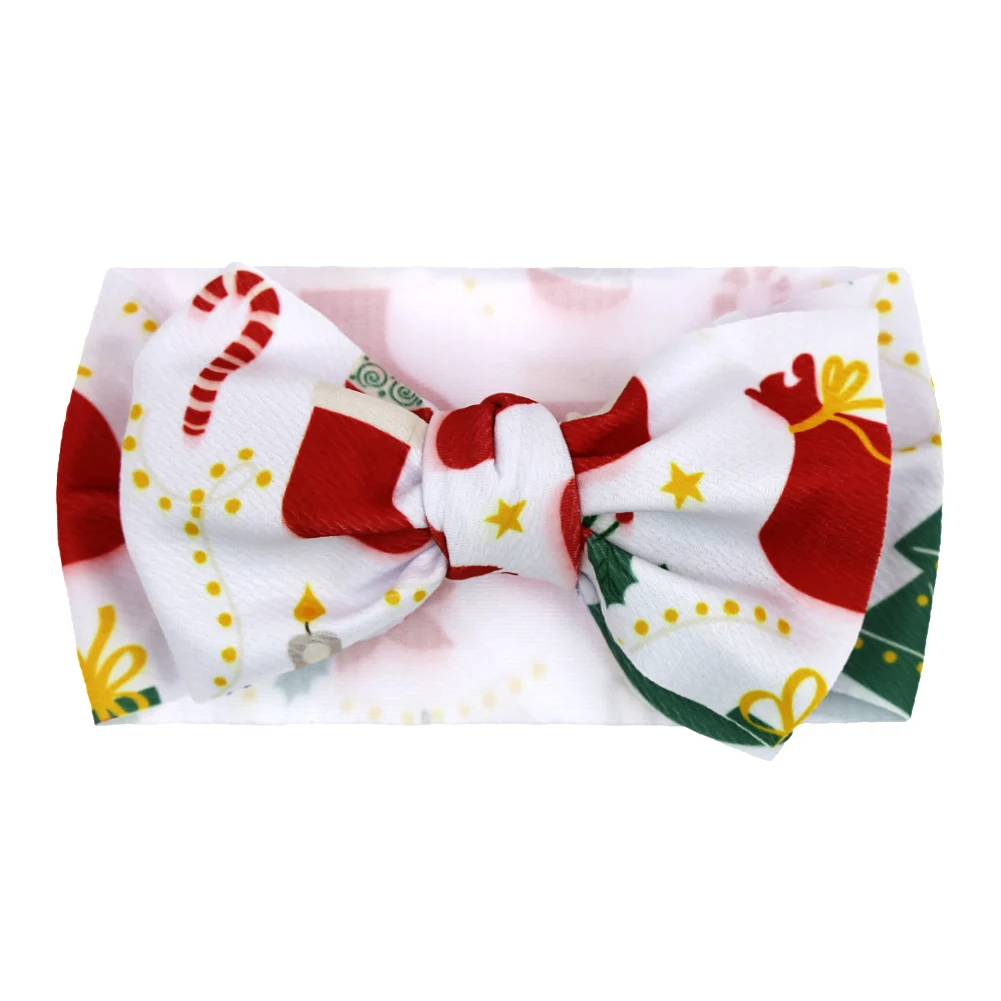 

Christmas Day Baby Headbands Bullet Fabric Santa Claus Print Hair Bands Dance Party Gifts Headwear Xmas Hair Accessories