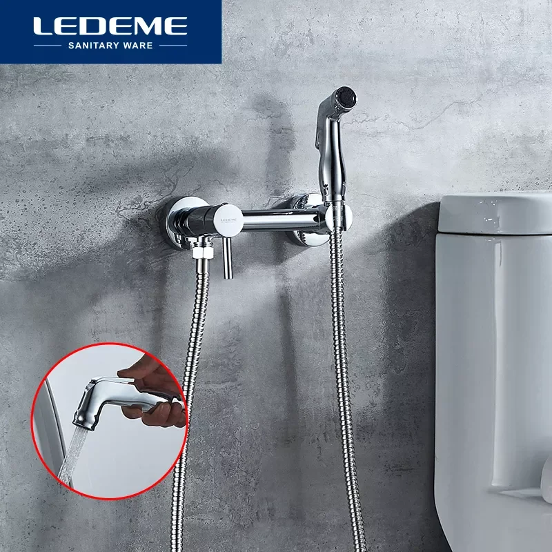 

Toilet Hand Bidet Faucet Two Function Bathroom Bidet Shower Sprayer Hooked Holder Chrome Bath Faucets Head L5398-6