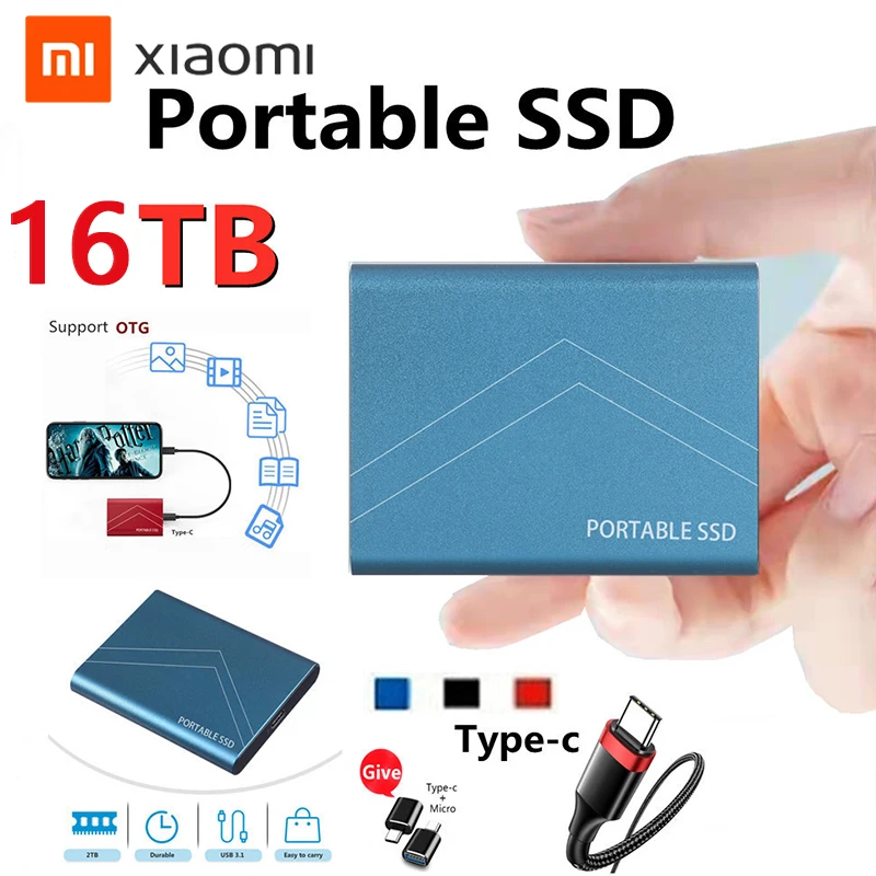 

Оригинальный внешний жесткий диск Xiaomi SSD 8 ТБ 16 ТБ устройство хранения Жесткий диск Type-C USB 3,1 мобильные жесткие диски для ноутбука и настольно...