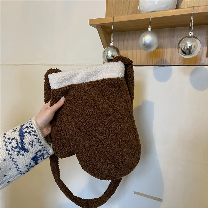 Женский Рождественский кошелек через плечо для монет плюшевые винтажные красные