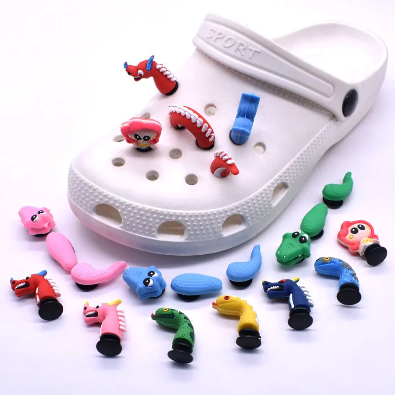 

3D DIY Shoes Charms Dragons snakes mermaid for Croc Cute Cartoon Charms Designer Quality Garden Shoe Decoration Girl Gift