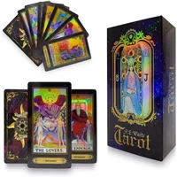 shinning big size holographic tarot cards for beginners with guide book board games catan runes psychology fate spiritual deck