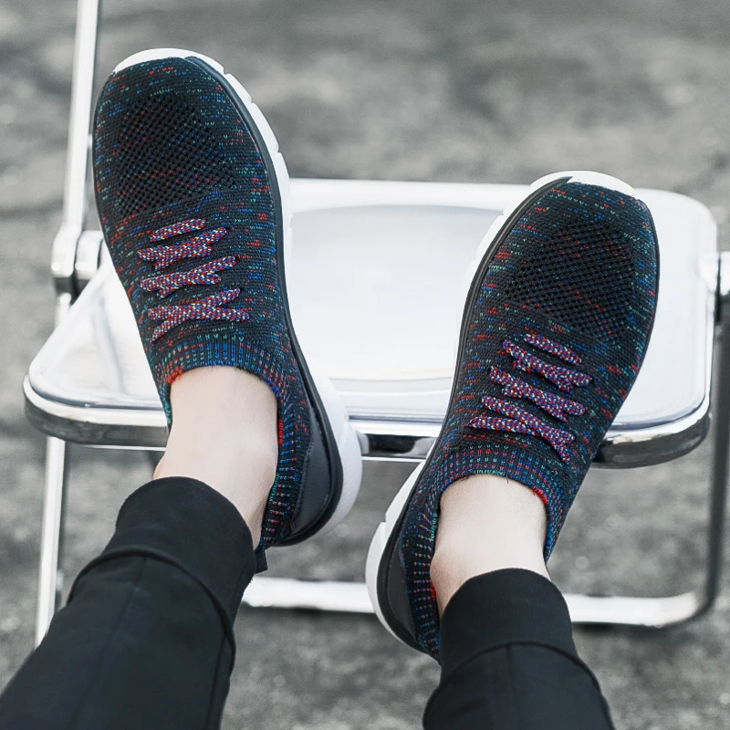 Summer Fashion Knit Slip-on Unisex Sock Sneakers Breathable Mens Running Shoes Comfortable Womens Casual Sports Shoes Size 36-45