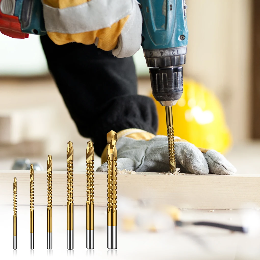 

6pc Drill Bit Woodworking Drilling High-speed Steel Carpenter Crafting Metal Plastic Hole Grooving Replacement Accessories