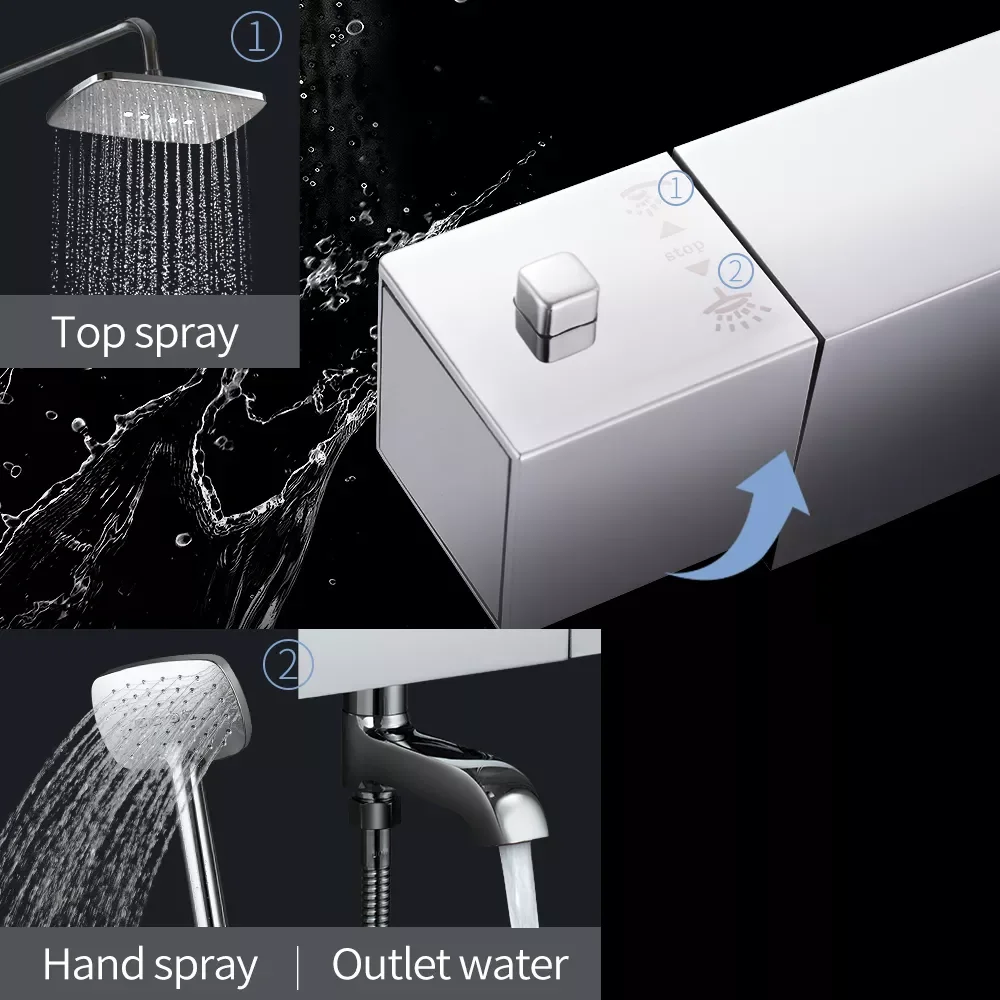 

Bathroom Shower Faucets Thermostatic Mixer Rain Shower Set 3 Water Outlet Modes Wall Mounted Bathtub Faucet Chrome