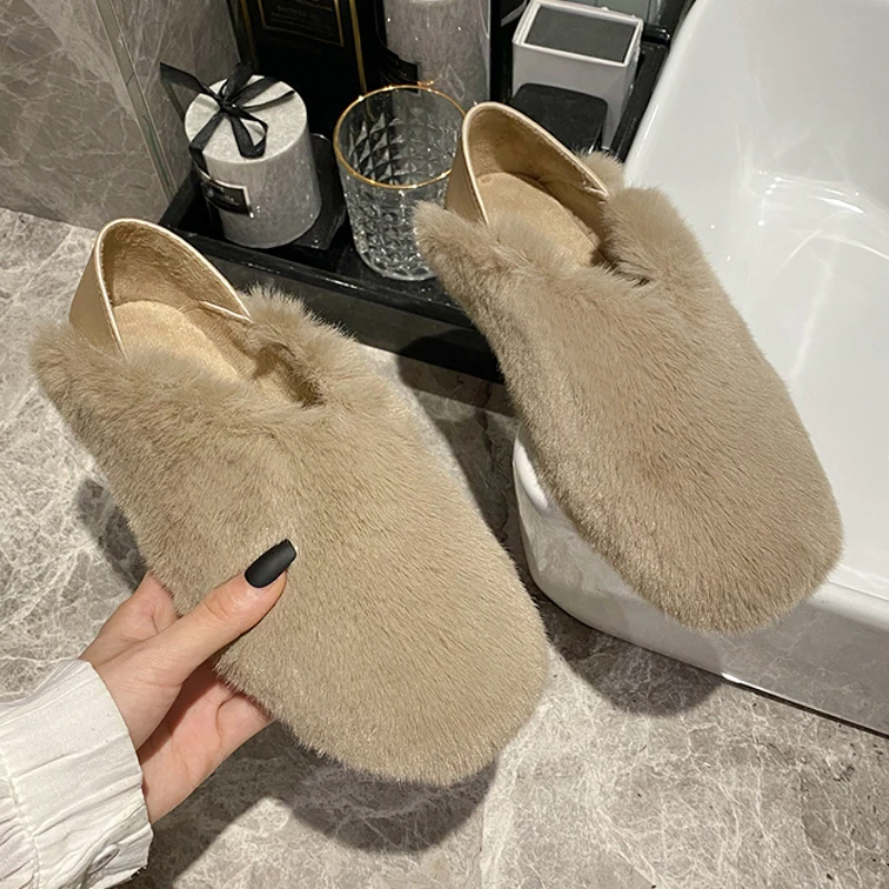 

Туфли женские на меху, повседневная обувь на плоской подошве, роскошные модные лоферы, оксфорды, без застежки, с круглым носком, в Корейском ...