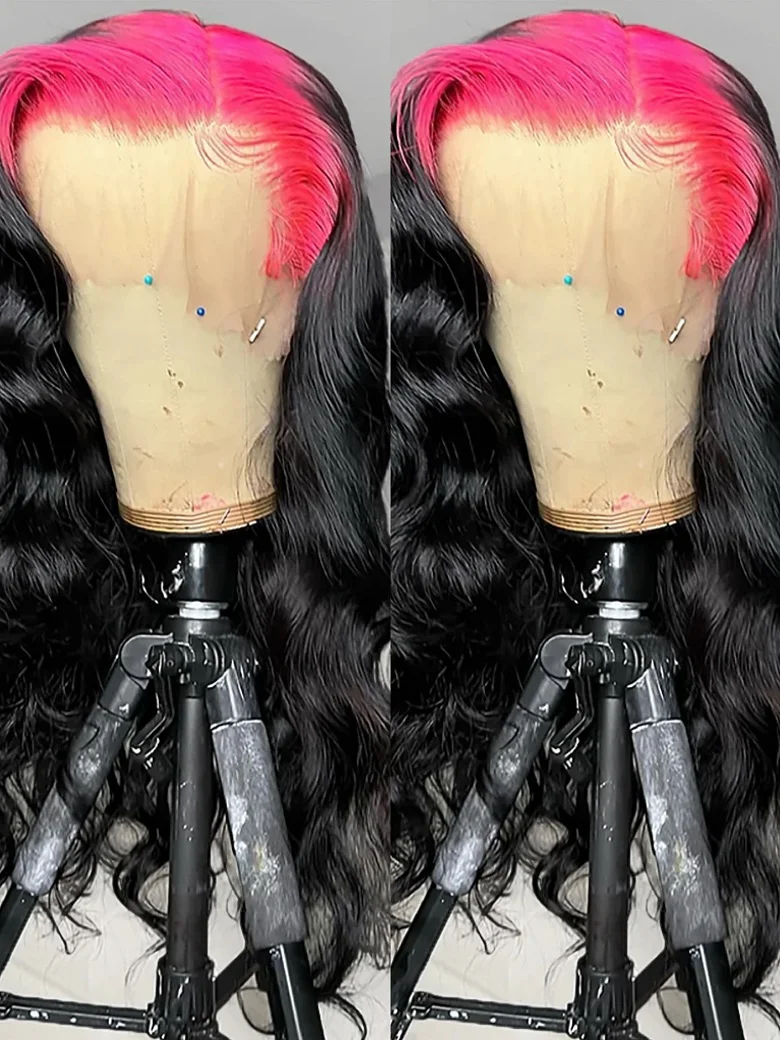 

Парик розового цвета 13X6 с фронтальной сеткой, бразильские натуральные волосы Remy, с застежкой 4 х4, прозрачные, для женщин, часть 13 х1 T