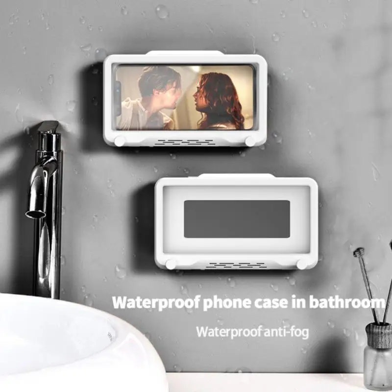 

Bathroom Toilet Mobile Phone Holder Box Wall Mounted Soap Bracket 6 Inch Phone Storage Case Waterproof Shower Watching Holder