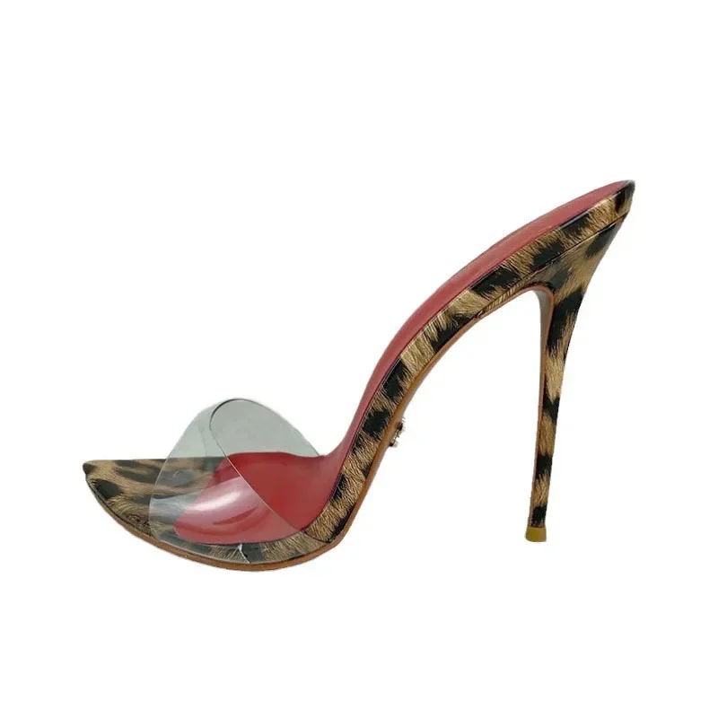 Arden Furtado летние остроконечные прозрачные тапочки из ПВХ с леопардовым принтом