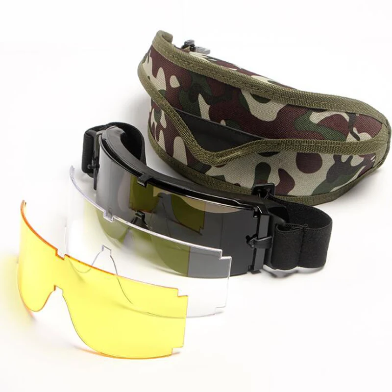 

Tactical Outdoor Sports Hiking and Shooting Goggles Sunglasses 3 Lens Multi functional Goggles for Wind and Sand Protection