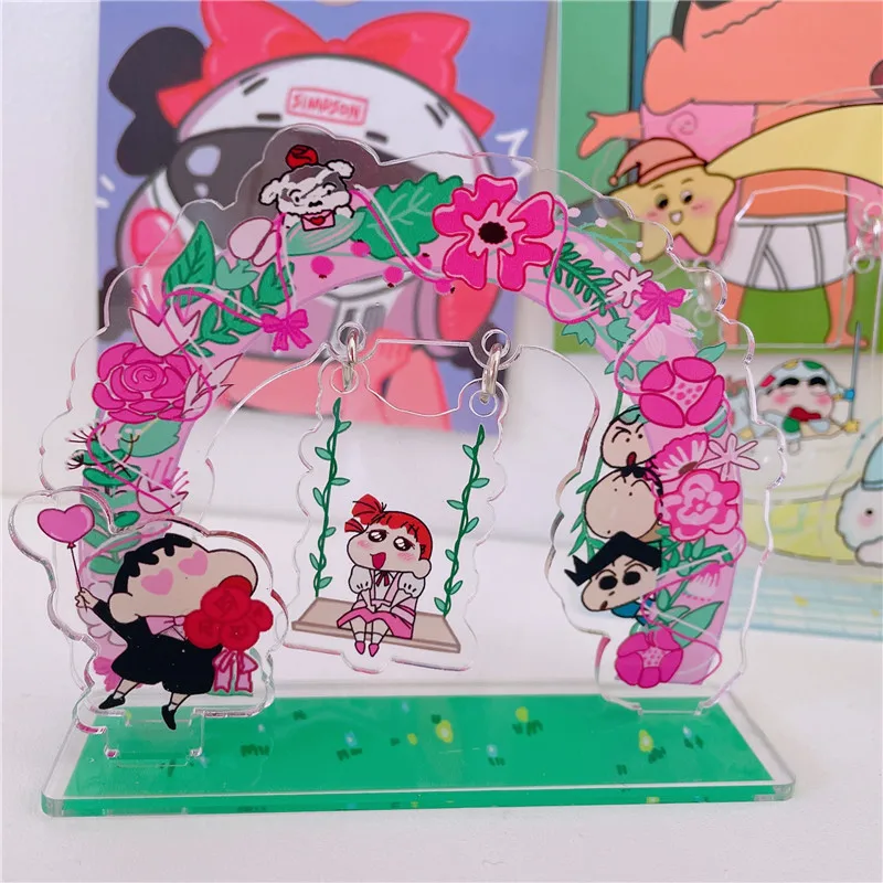 

Crayon Shin-Chan Anime Figure Toys Double Sided Transparent Acrylic Kawaii Doll Swing Chair Desktop Decorate Ornament Toys Gifts