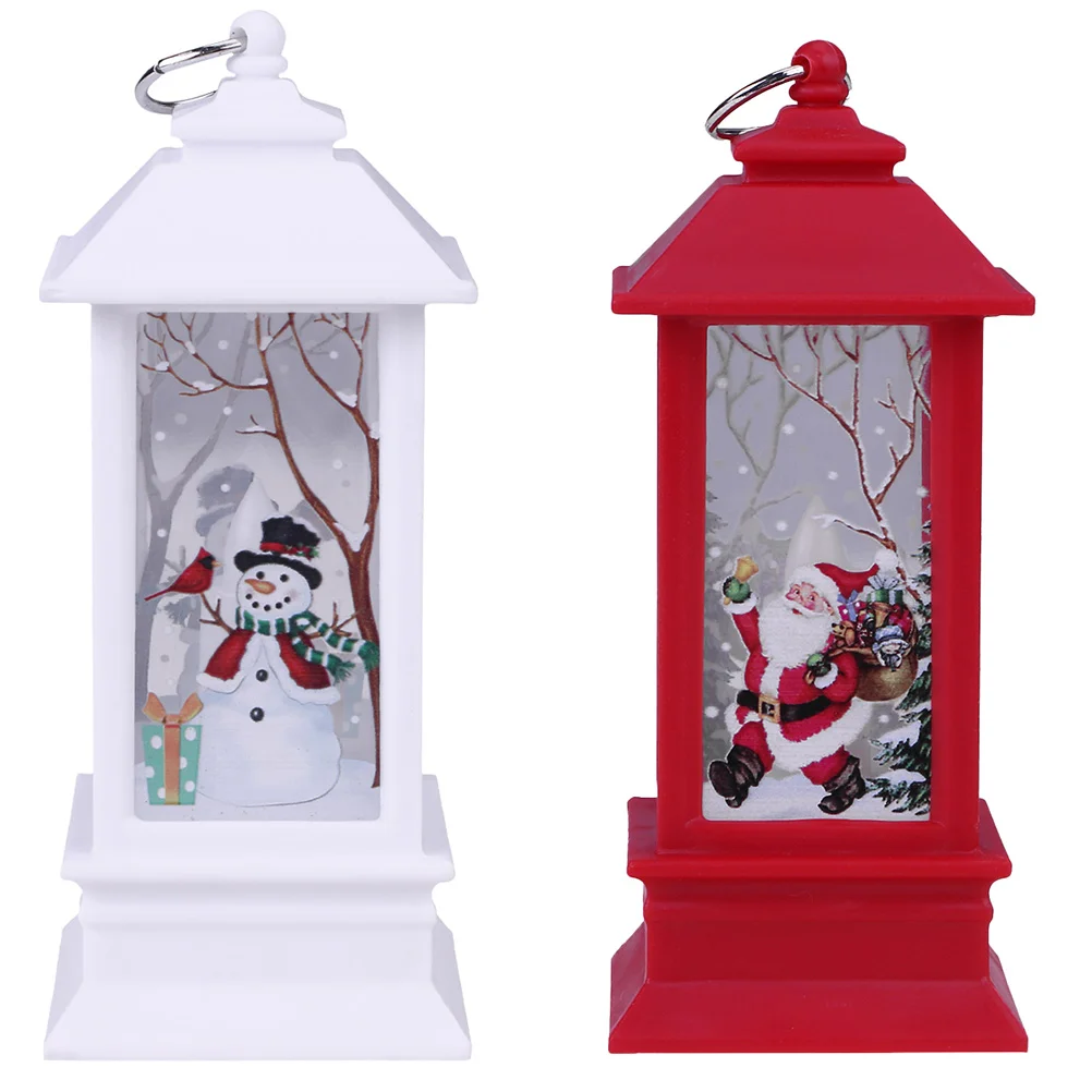 

2pcs Christmas Theme Lantern Lamp Decorative Lantern adorable Desktop Decoration