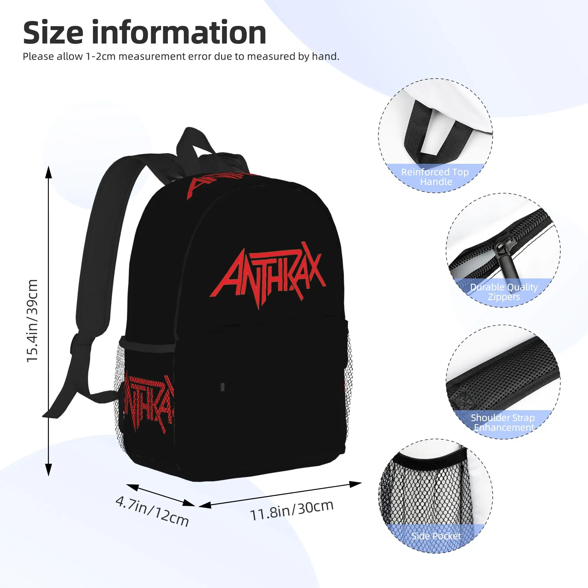 Фото Рюкзак с логотипом музыкальной группы Anthrax, горячая распродажа, вместительный рюкзак для мальчиков и девочек, сумка через плечо для мужчин и женщин, школьная сумка №2