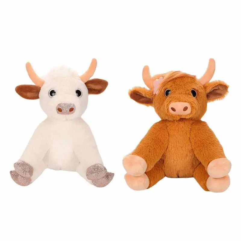 

Мягкая шотландская горная корова, Реалистичная мягкая Милая ферма, игрушка, коричневая Экологически чистая плюшевая 9,8 дюймовая мягкая набивная Подарочная кукла