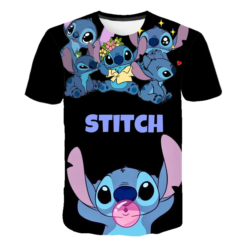 

Disney Movies Lilo Stitch 3D Print Kid Lovely T-shirt Summer Children Cartoon Movies T-shirts Funny Boys Girls 3-14Y Clothing