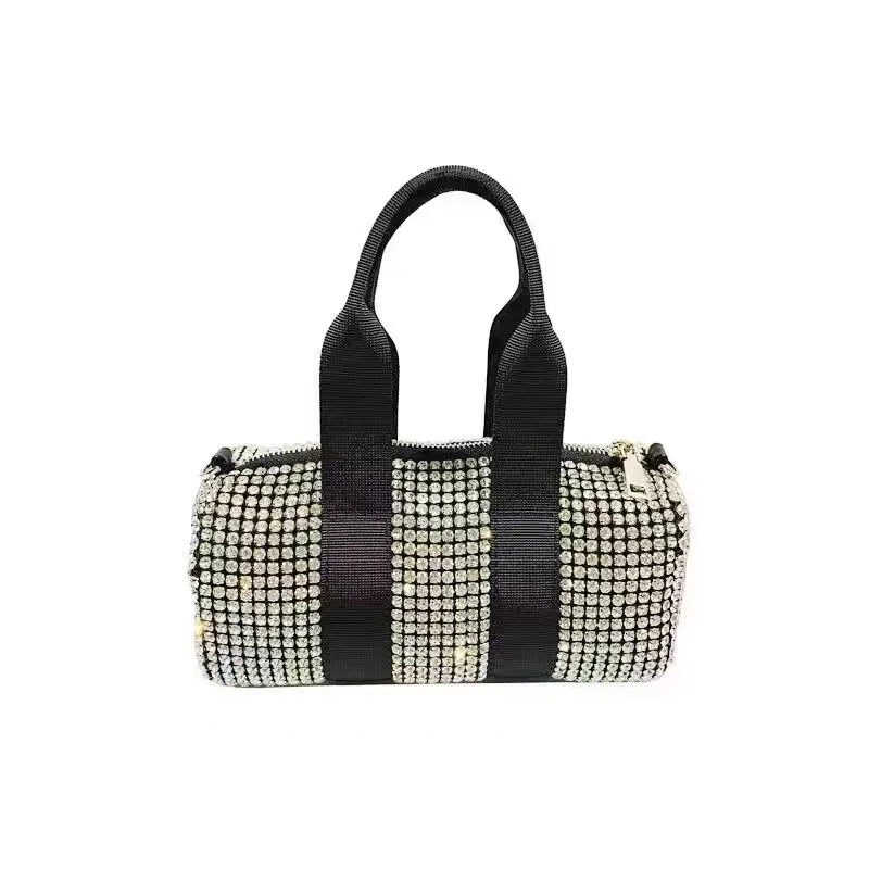 

New Style high-end Feeling Armpit Boston diamond full diamond pillow cylinder travel bag single shoulder handbag