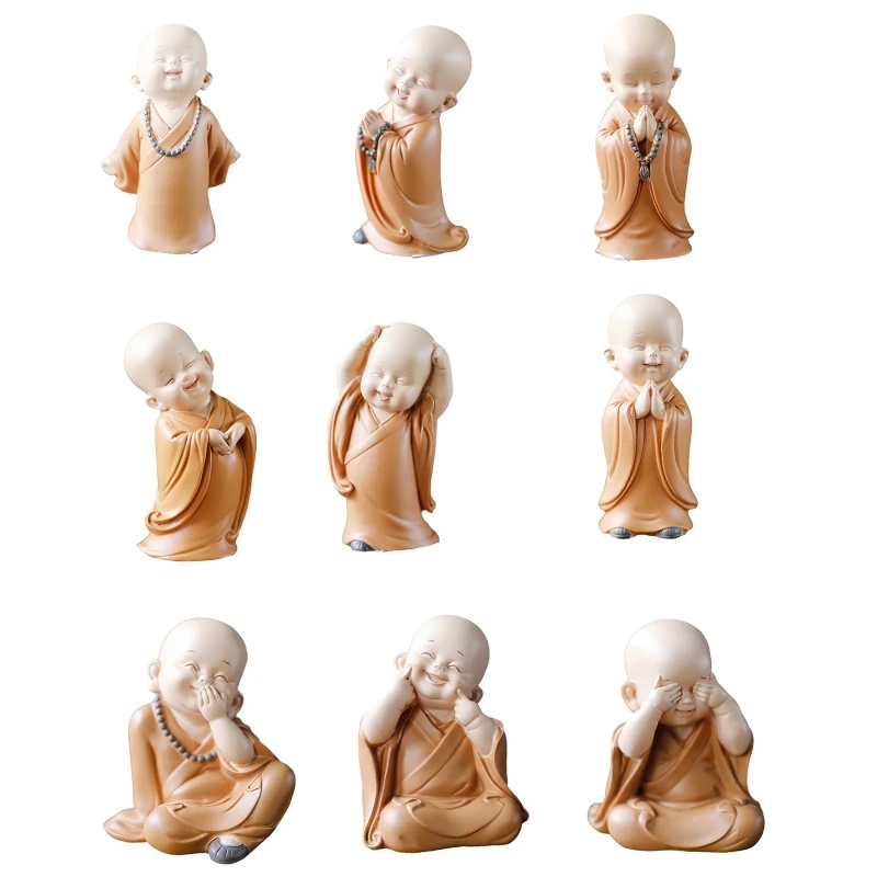 Статуэтка маленького монаха из смолы миниатюрная буддийская статуэтка